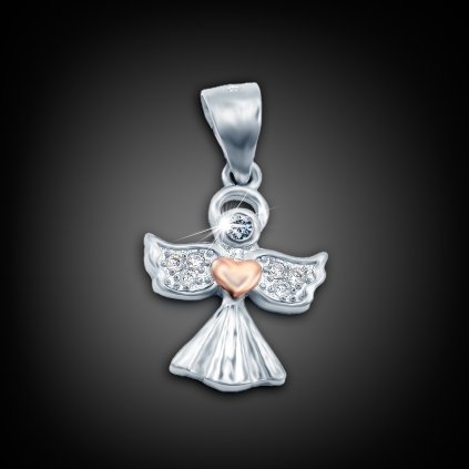  Stříbrný přívěsek Ariela s andělem a zirkony (2)