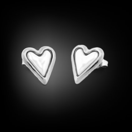 Coria Silver ocelové náušnice se srdcem a perletí (1)