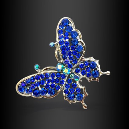 Papillia Blue – dámská brož motýl s modrými kameny (1)