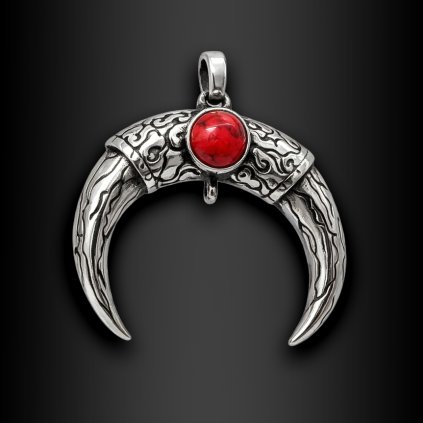 Wakan – pánský ocelový přívěsek s kmenovým motivem a kamenem (1)