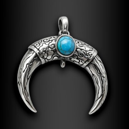 Wakan – pánský ocelový přívěsek s kmenovým motivem a kamenem (3)