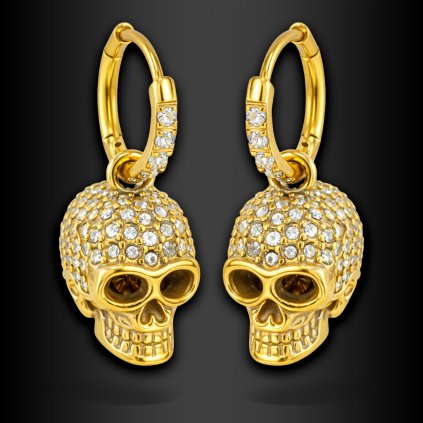 Mortéa – dámské ocelové náušnice s lebkou a zirkony (3)
