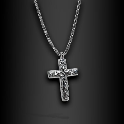 Noctyron – pánský ocelový křížek s ornamentálním zdobením (1)