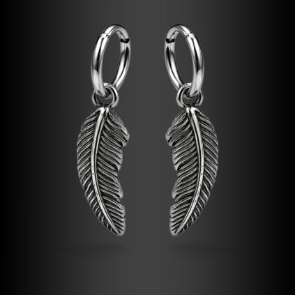 Noctessa – dámské ocelové náušnice s motivem peří (1)