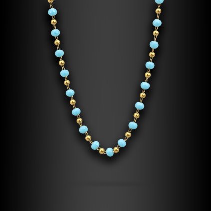 Velmi jemný dámský ocelový řetízek Azura s keramickými korálky (1)