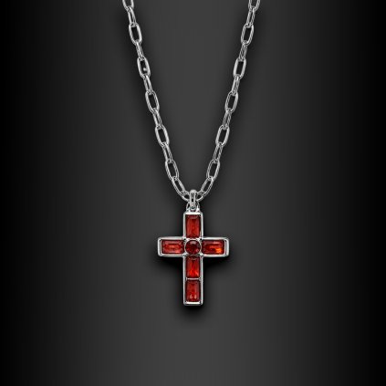 Jemný dámský ocelový křížek Lioris s barevným kamenem (1)
