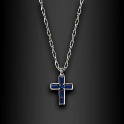 Jemný dámský ocelový křížek Lioris s barevným kamenem (3)