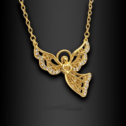 Seraphia – dámský ocelový náhrdelník s andělem a zirkony (3)