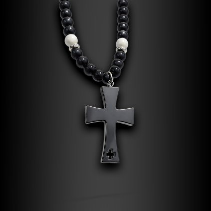 Pánský náhrdelník Castoré s černým křížkem (1)
