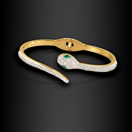 Dámský ocelový náramek Amariel ve tvaru hada se zirkony (1)