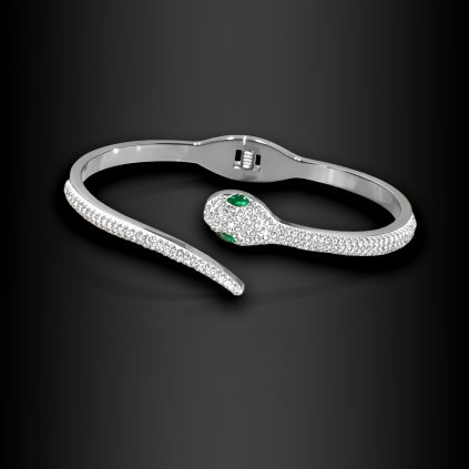 Dámský ocelový náramek Amariel ve tvaru hada se zirkony (3)