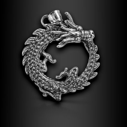 Pánský výrazný ocelový přívěsek Zhenlong čínský drak (1)