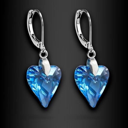 Dámské ocelové náušnice Miravel s modrým zirkonem ve tvaru srdce (1)