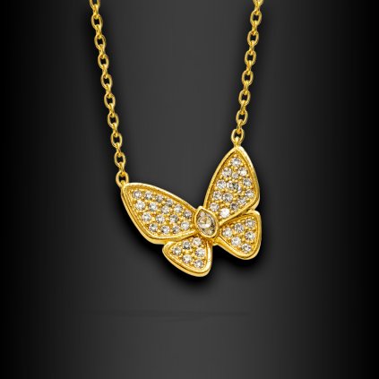 Dámský ocelový náhrdelník Ornella s motýlem a zirkony (1)