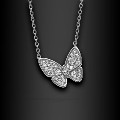 Dámský ocelový náhrdelník Ornella s motýlem a zirkony (3)
