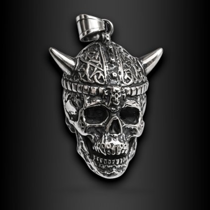 Pánský ocelový přívěsek Antor lebka bojovníka (1)