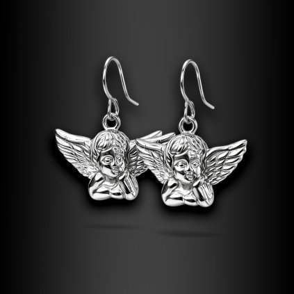 Dámské ocelové náušnice Tavira s motivem andělíčků (1)