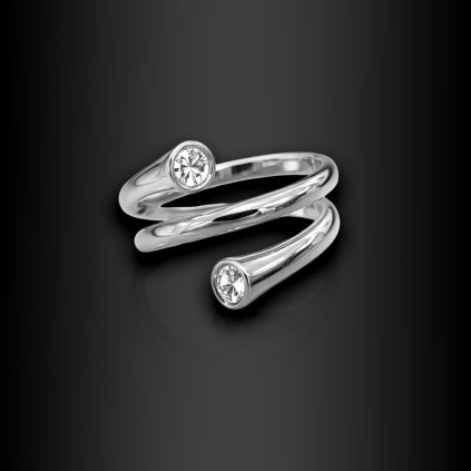 Dámský ocelový otevřený prsten Elvirox se zirkony (5)