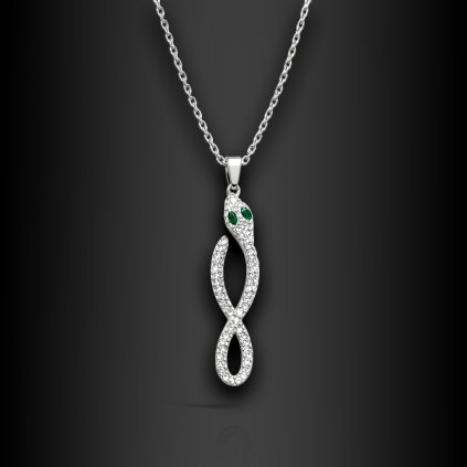 Dámský ocelový přívěsek Nivara ve tvaru hada se zirkony (1)