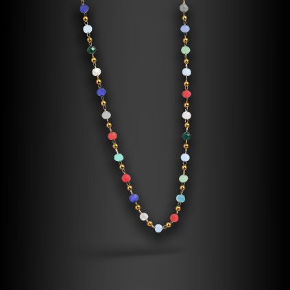 Dámský ocelový náhrdelník Valia s barevnými korálky (1)