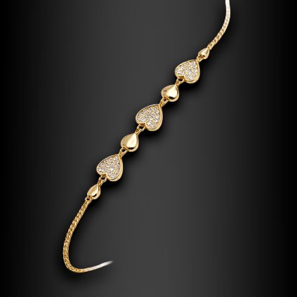 Dámský ocelový náramek Elanora se srdíčky a zirkony (1)