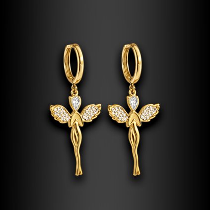 Luxusní dámské ocelové náušnice Lisavea s motivem anděla (1)