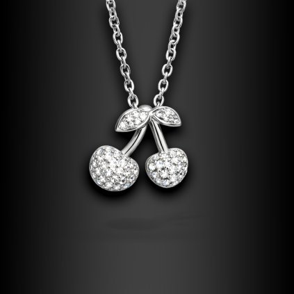 Dámský ocelový náhrdelník Frutea s motivem třešní a zirkony (1)