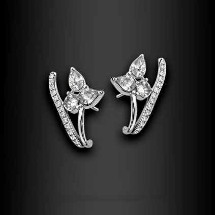 Dámské ocelové náušnice Eliressa s květinovým motivem a zirkony (1)