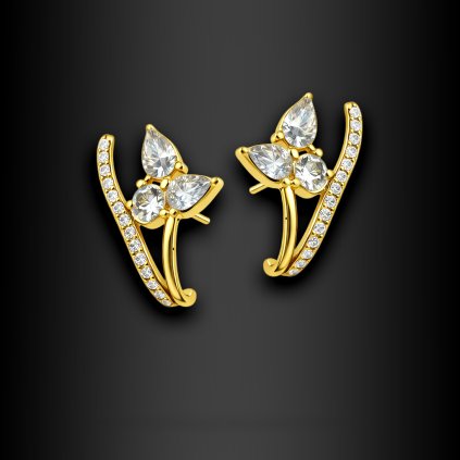 Dámské ocelové náušnice Eliressa s květinovým motivem a zirkony (3)