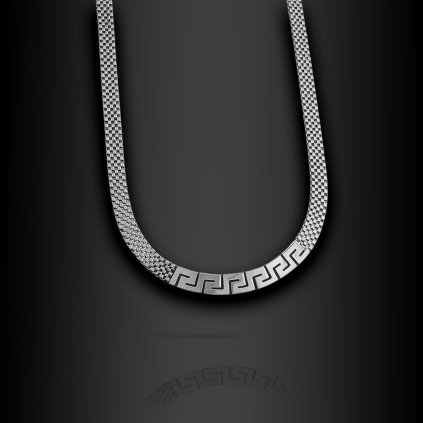 Velmi výrazný dámský ocelový náhrdelník Silthia s řeckým vzorem (3)