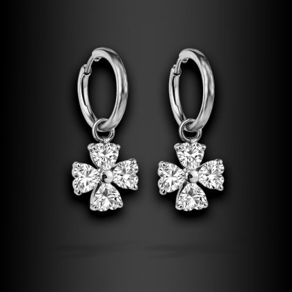 Dámské ocelové náušnice Fiorenza s kroužky a zirkonovým přívěskem (4)