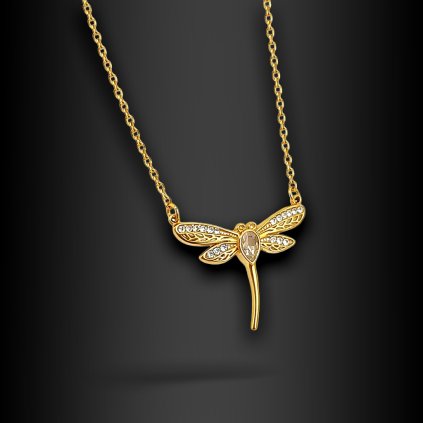 Dámský ocelový náhrdelník Libellia s motivem vážky (1)