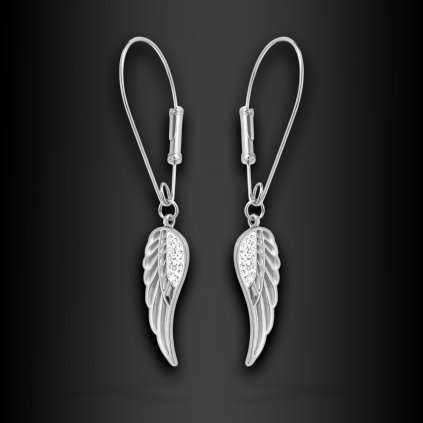 Dámské ocelové náušnice Vittea s motivem andělských křídel se zirkony (3)