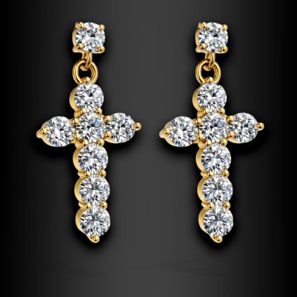 Dámské ocelové náušnice Crae ve tvaru křížků se zirkony (1)