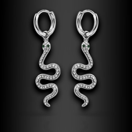 Dámské ocelové náušnice Sorea ve tvaru hadů se zirkony (1)