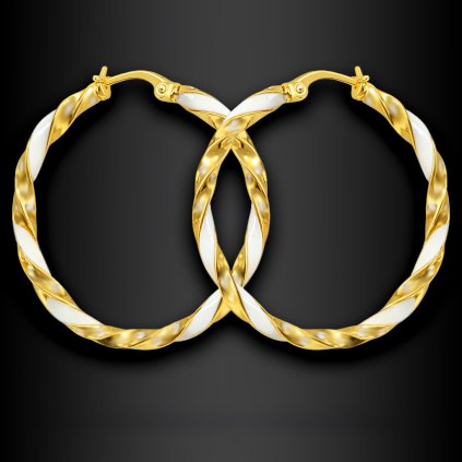 Dámské ocelové náušnice Calabrea – kroucené kruhy v luxusním zlatém tónu (1)