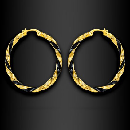 Dámské ocelové náušnice Calabrea – kroucené kruhy v luxusním zlatém tónu (3)