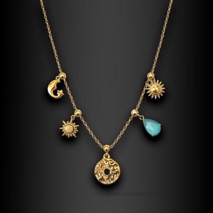 Dámský ocelový náhrdelník Elvera s symbolickými přívěsky (1)