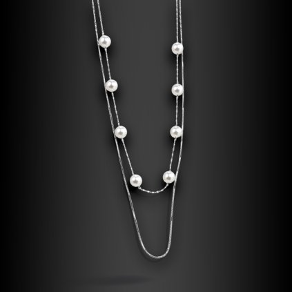Dámský jemný ocelový náhrdelník Iskaria s říčními perličkami (1)