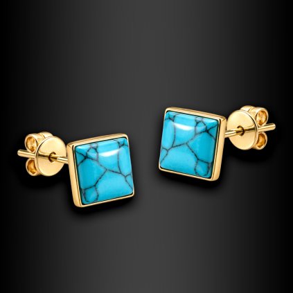 Dámské ocelové náušnice pecky Elaris s tyrkysovým kamenem (1)