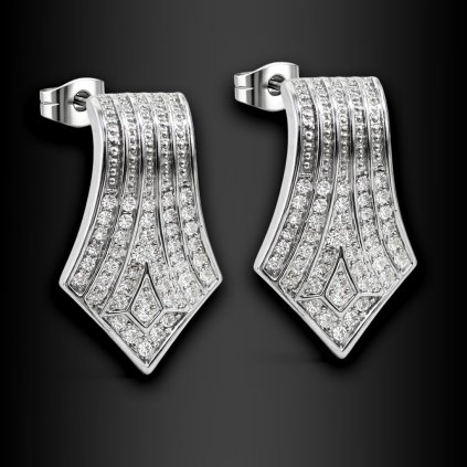 Výrazné dámské ocelové náušnice Lunezia zdobené zirkony (1)