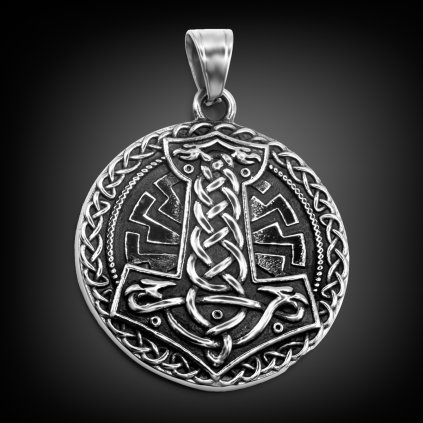 Pánský ocelový přívěsek Malleus s Thórovým kladivem (3)