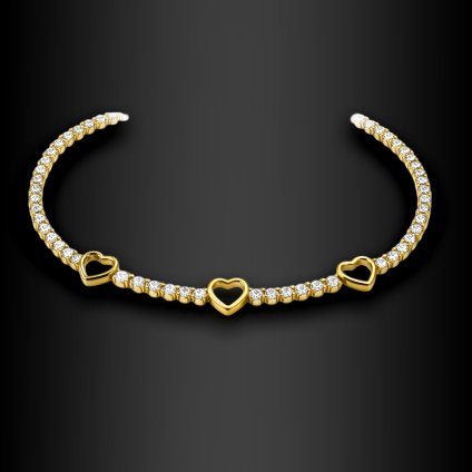 Jemný dámský ocelový náramek Candielle se srdíčky a zirkony (4)
