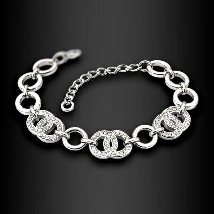 Dámský ocelový náramek Clarione se zirkony – řetězový luxusní design (1)