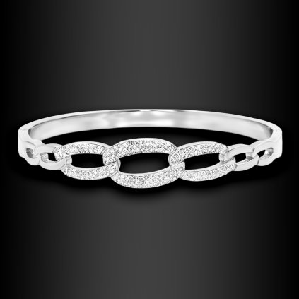 Dámský ocelový náramek s oválným zdobením a zirkony (1)