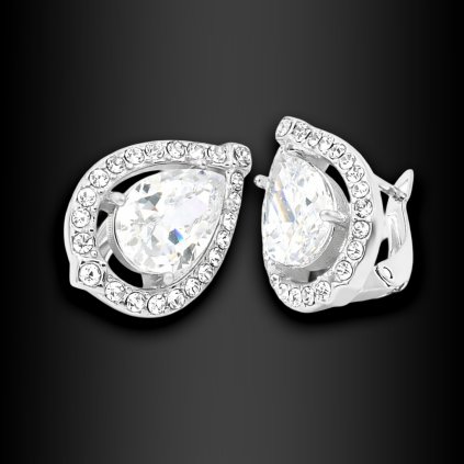 Dámské ocelové náušnice Lacrimia ve tvaru slzy se zirkony (1)