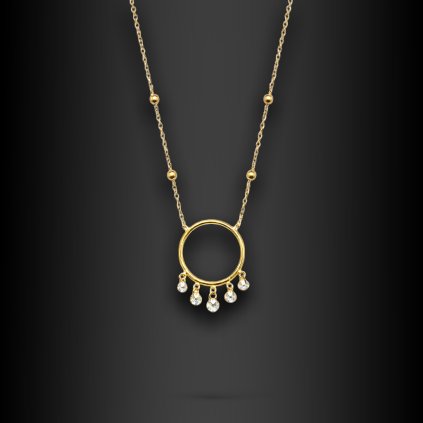 Dámský ocelový náhrdelník Embris s kruhovým přívěskem a zirkony (1)