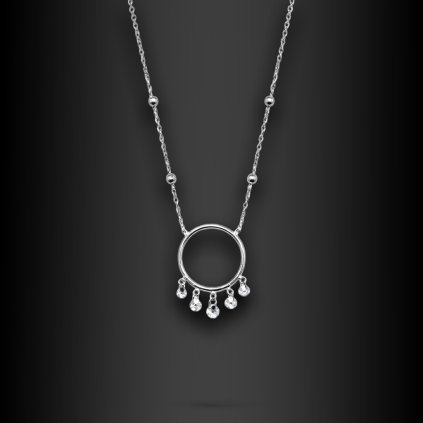 Dámský ocelový náhrdelník Embris s kruhovým přívěskem a zirkony (6)