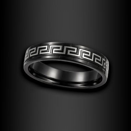 Pánský ocelový prsten Elneron s řeckým vzorem (1)