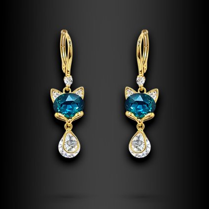 Dámské visací náušnice Coralynne se symbolem kočky a zirkony (1)